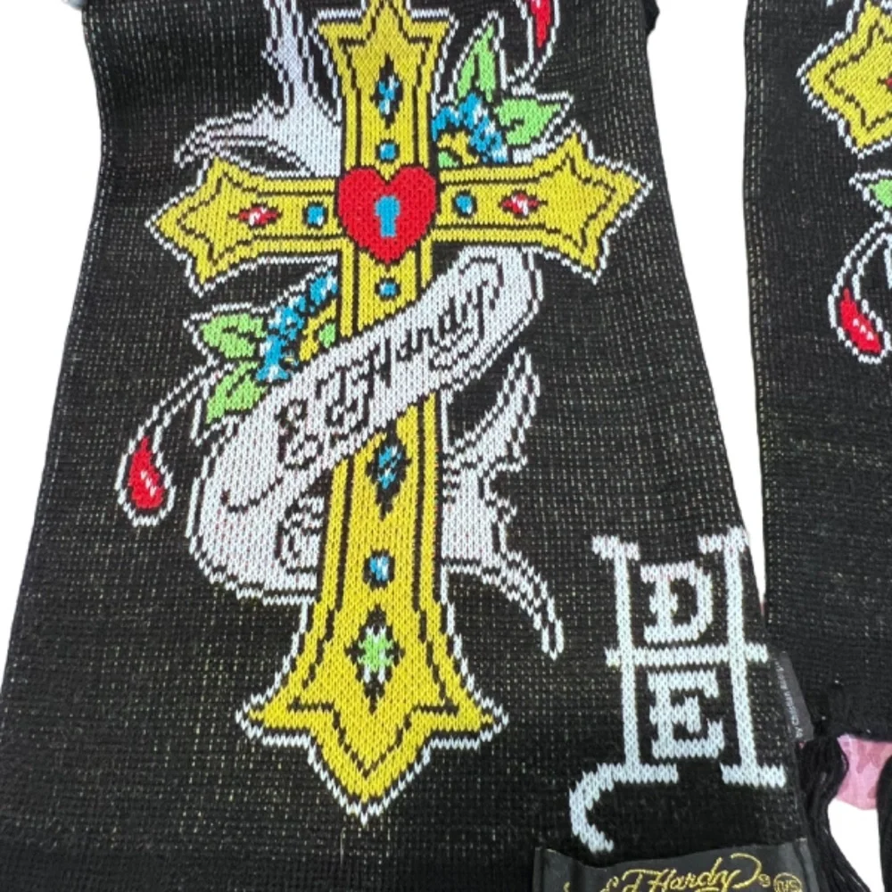 Ed Hardy Christian Audigier Cross Long Fringed Scraf